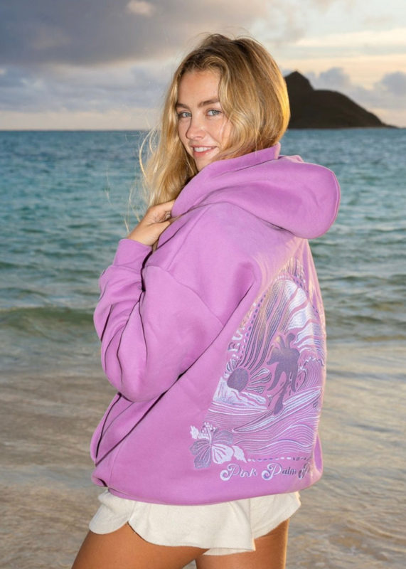 pink palm puff hoodie
