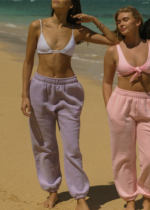 Pink palm puff sweatpant