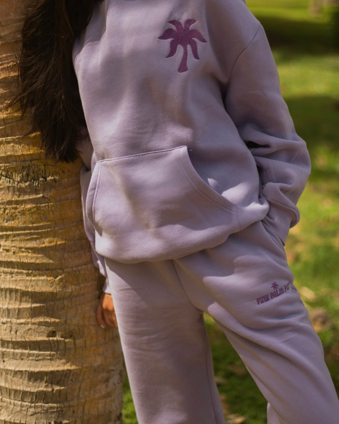 Pink palm puff sweatpant