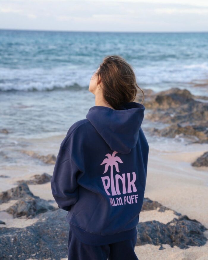 pink palm puff hoodie