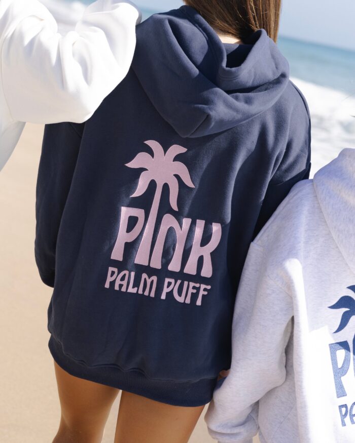 pink palm puff hoodie