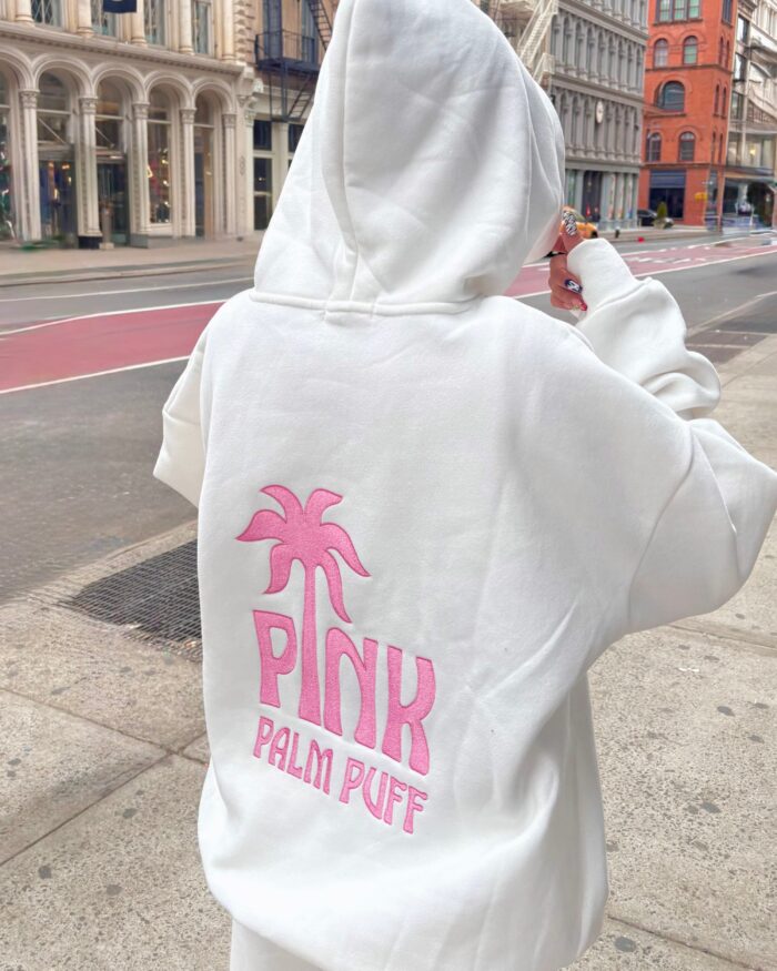 Pink Palm Puff Hoodie