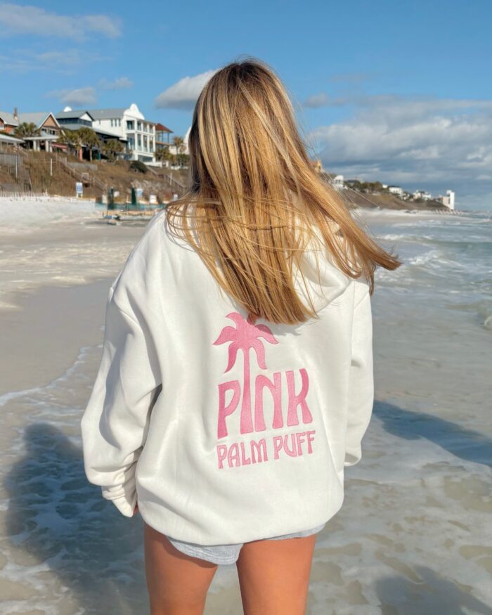 Pink Palm Puff Hoodie